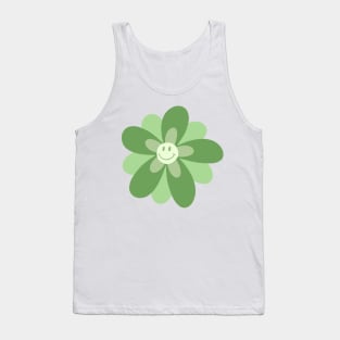 Bright and Cheerful Flower Smiley Face -  spring green Tank Top
